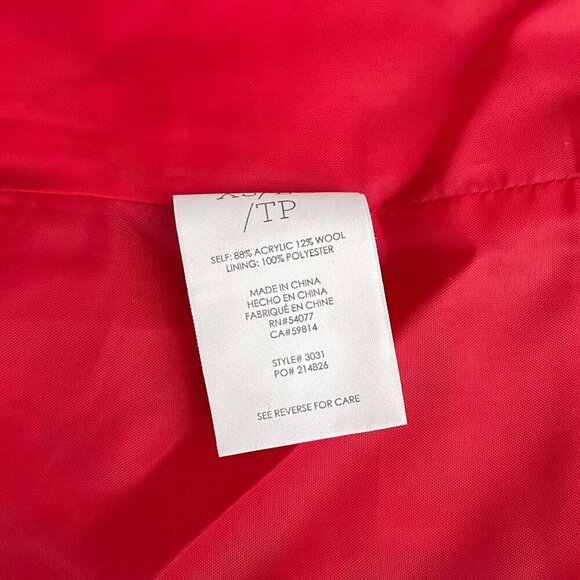 Cabi Sloan Wool Blend Pea Coat Plaid Lined Pocket Snap Front Jacket Women Red XS - Picture 5 of 11